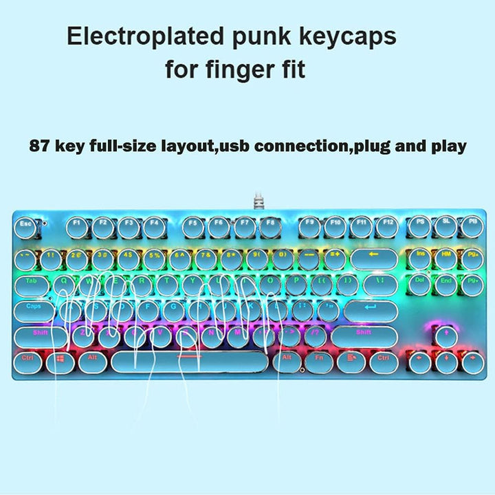 Teclado mecánico para juegos de 87 teclas con retroiluminación RGB y interruptores azules
