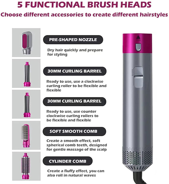 5-in-1 Hot Air Hair Dryer Brush – Aurevia
