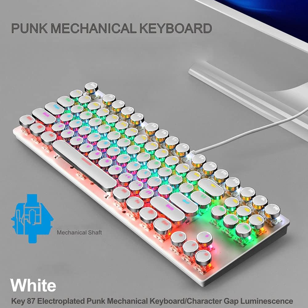 Teclado mecánico para juegos de 87 teclas con retroiluminación RGB y interruptores azules