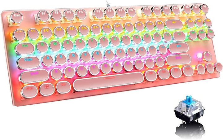 Teclado mecánico para juegos de 87 teclas con retroiluminación RGB y interruptores azules