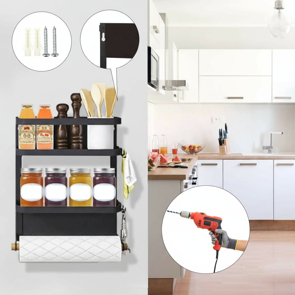 Magnetic Refrigerator Spice Rack with Paper Towel Holder – Oryden