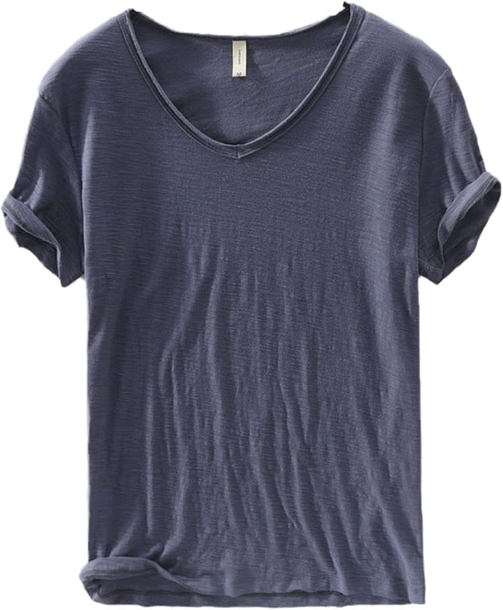 Men's V-Neck Linen Shirt – Luca