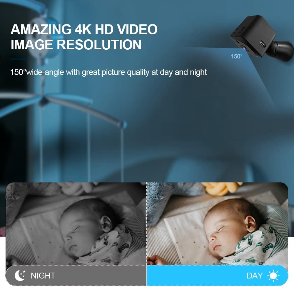 Mini Security Camera 4K WiFi Hidden Indoor Camera with Night Vision