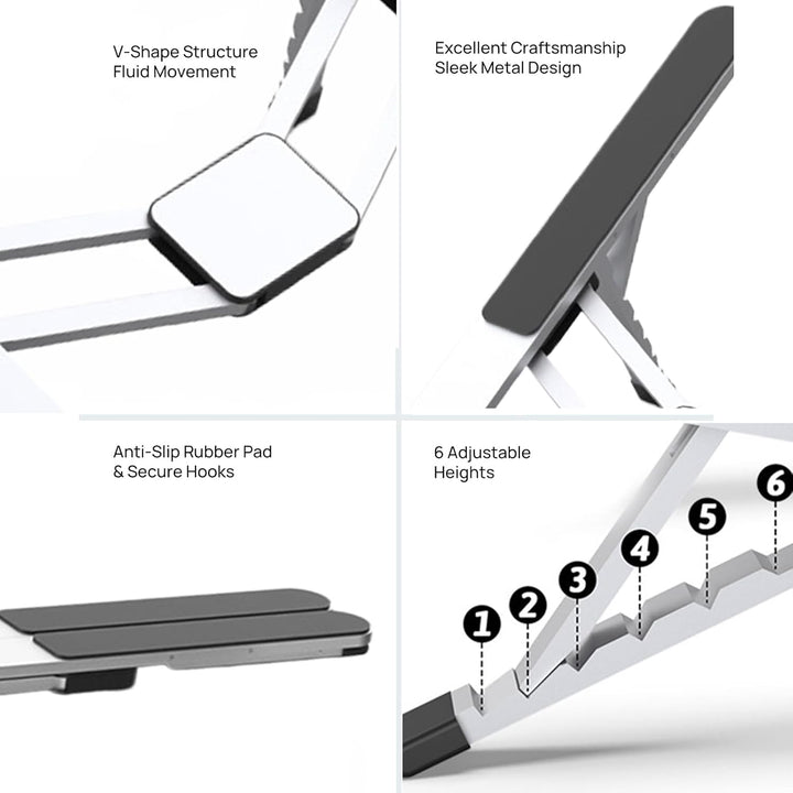 Justerbar bærbar computerstander – foldbar køleholder til bærbare computere til kontor og rejser – Orvane