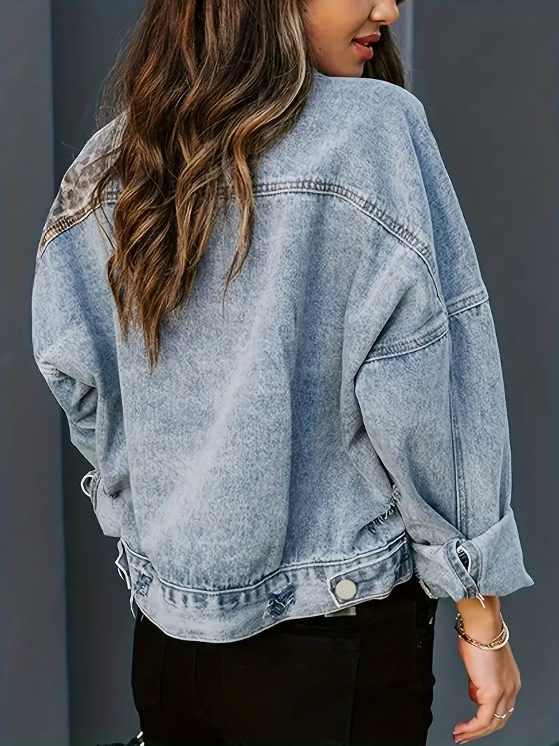 Vildt Chic Leopardmønstret Denimjakke – Leona