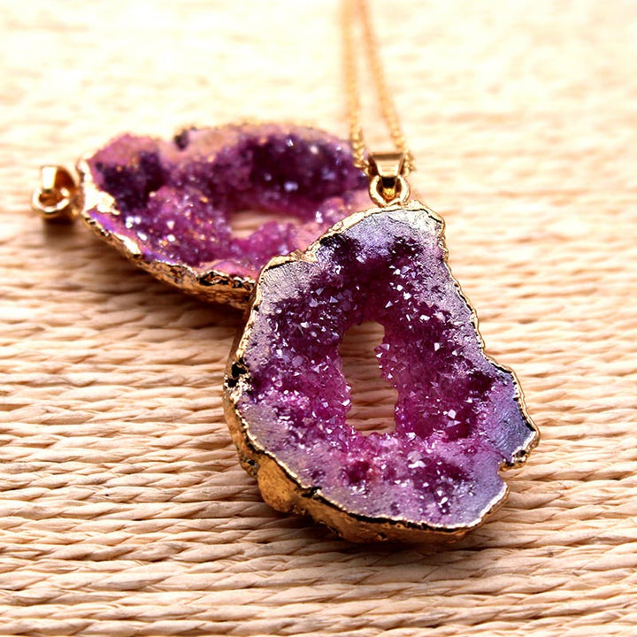 Naturlig krystall-geode anheng – Gaia