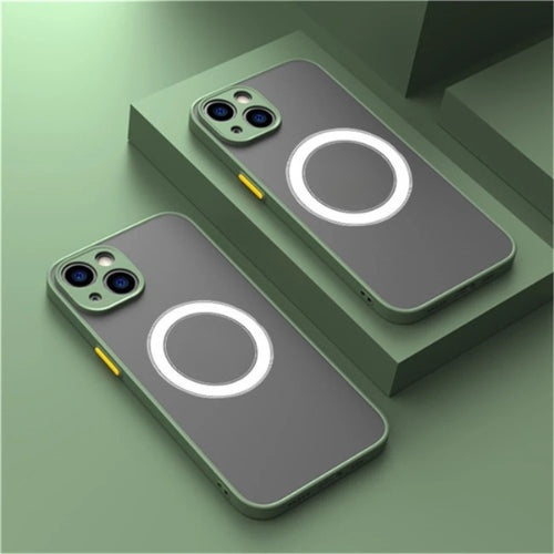 Mattes magnetisk mobilcover med Magsafe og faldbeskyttelse – 1+1 GRATIS