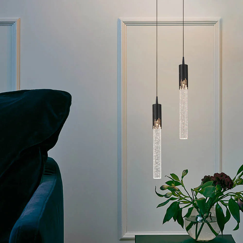 Glass pendant lamp in cylinder shape - Lustreau