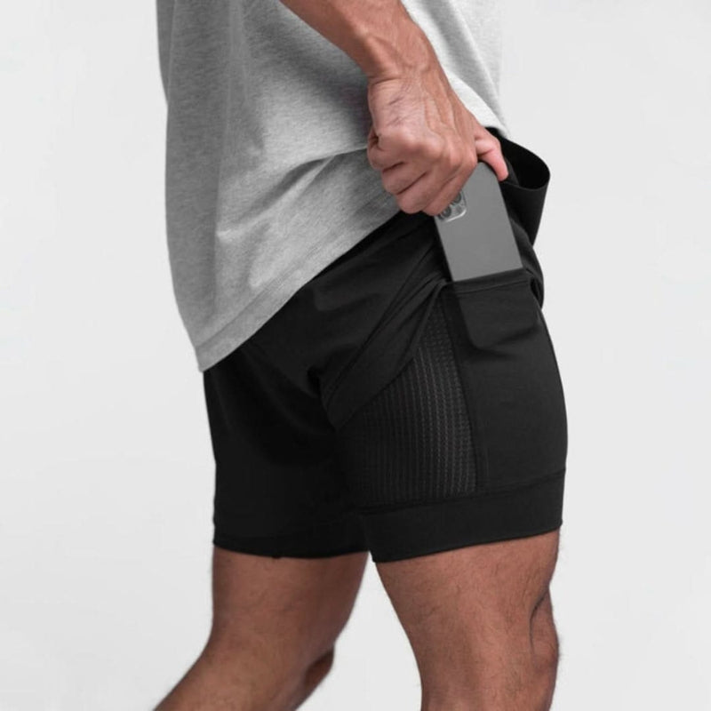 2-i-1 herre sportsshorts åndbare med indershorts træning - Noah