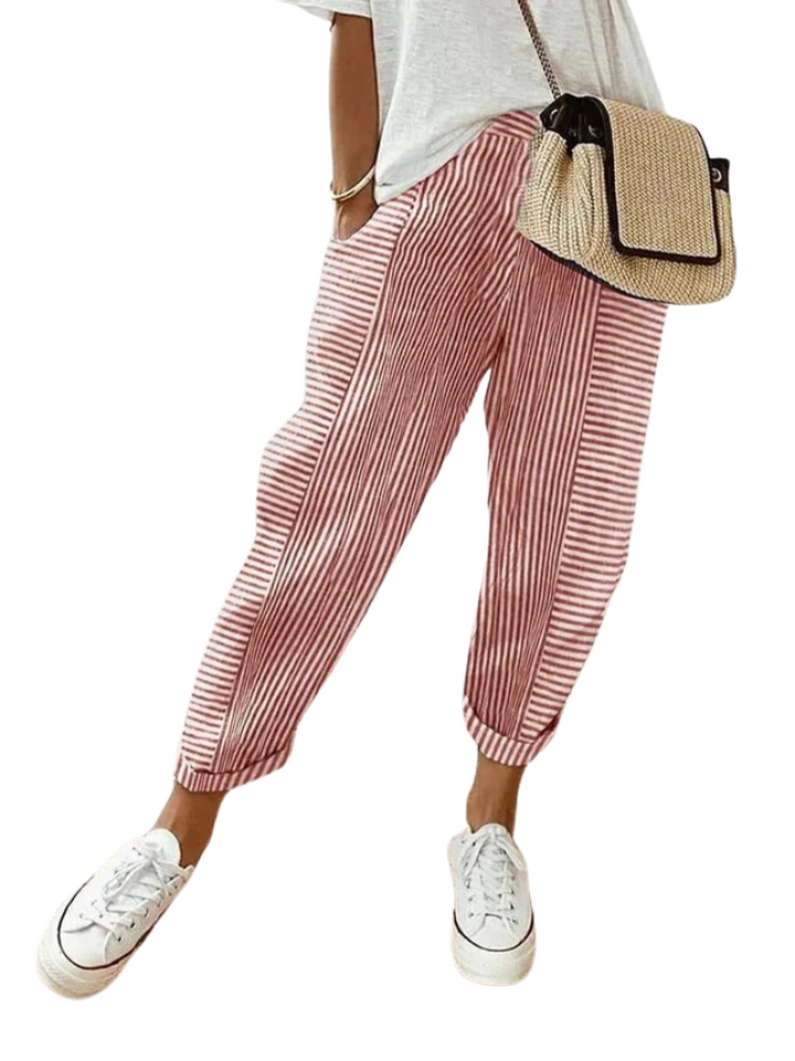 Pantalones de algodón a rayas para mujer - Amara