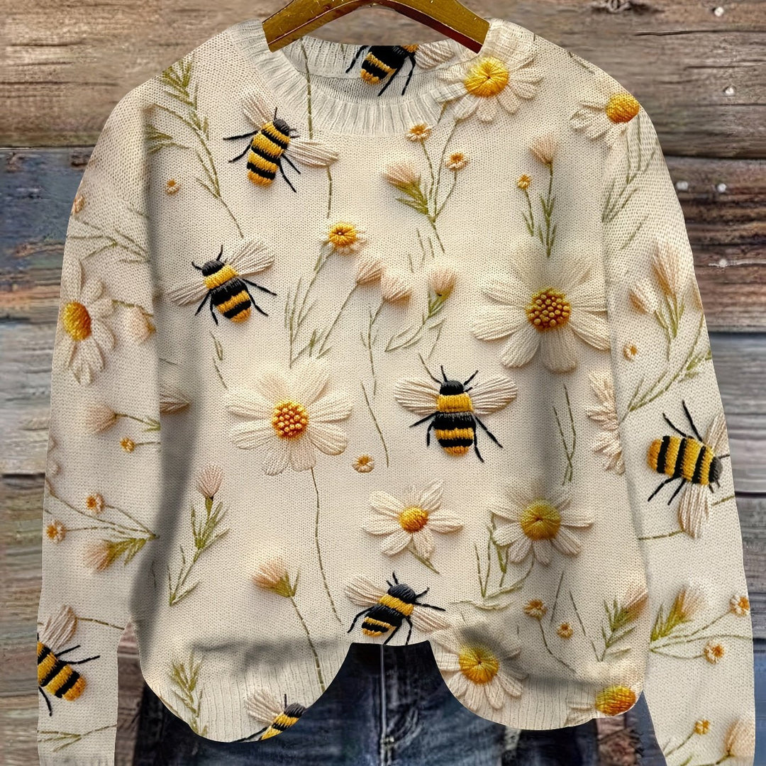 Trendy Women's Sweater with Bee Motif - Sophie
