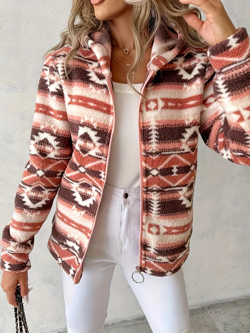Women's Teddy Vest with Aztec Pattern – Nayeli