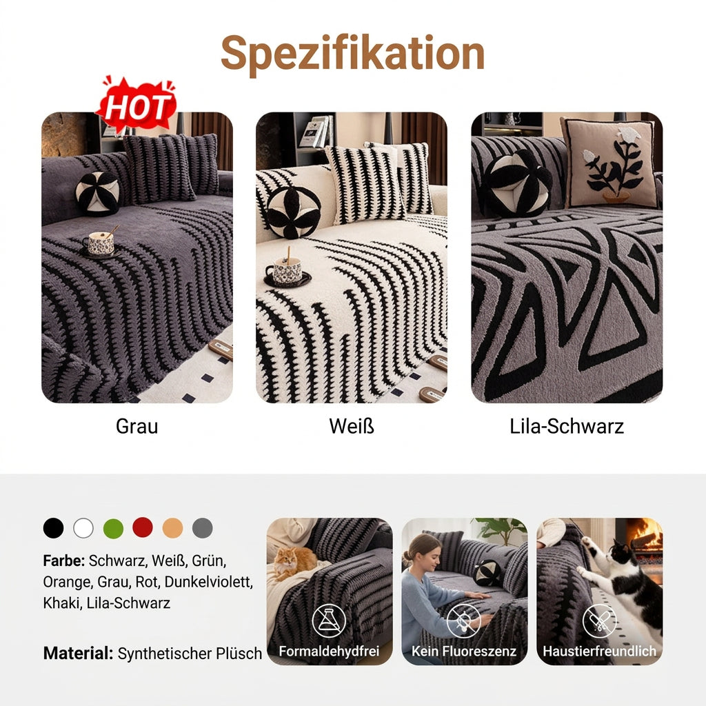 Farbvergleich in Grau, Weiß und Violett-Schwarz mit Farbpunkten und kleinen Bildern zu Material und Haustieren 8