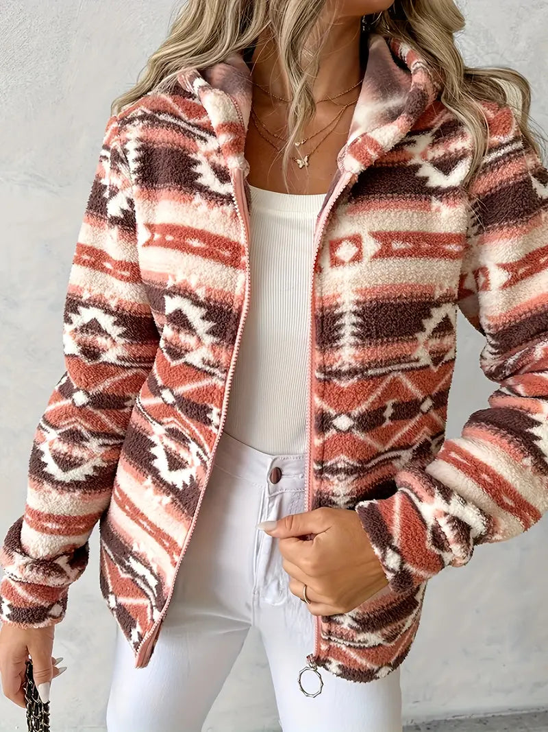 Women's Teddy Vest with Aztec Pattern – Nayeli