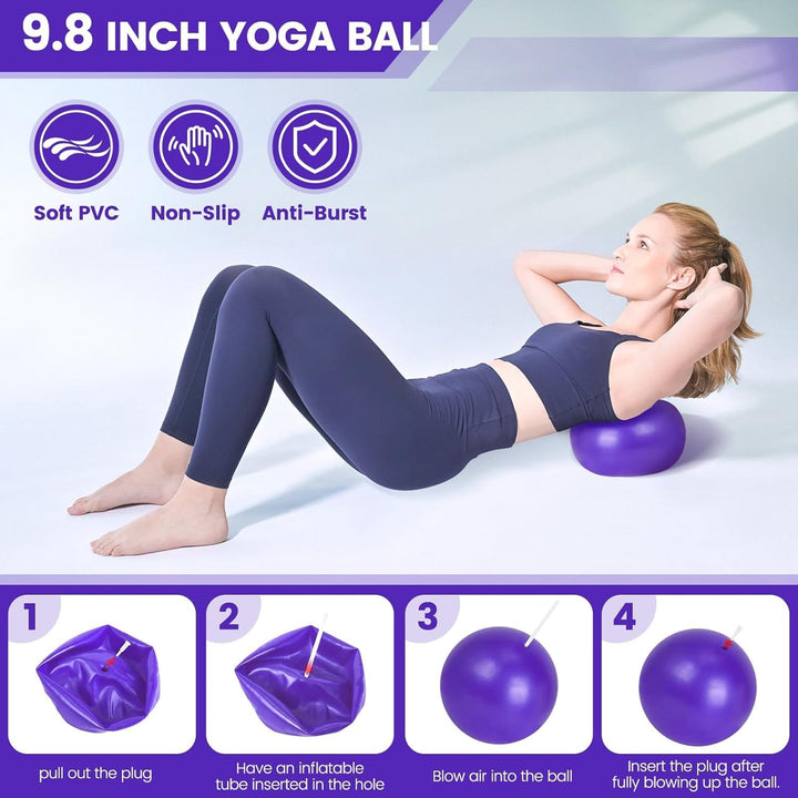 9-delt Pilates-sæt til hjemmebrug med ring, bold, bånd og skridsikre sokker