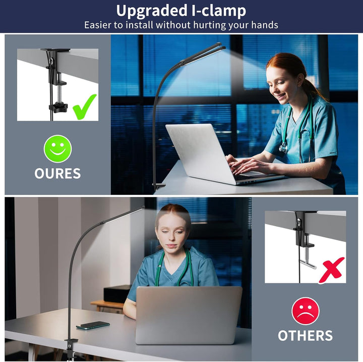 LED desk clamp lamp with 70 cm flexible gooseneck – Ravien