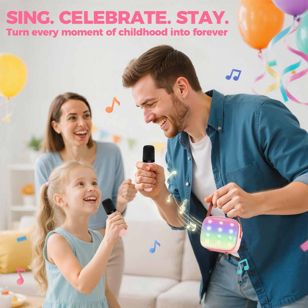 Portable Mini Karaoke Machine with Bluetooth Speaker and 2 Wireless Microphones – Veylo