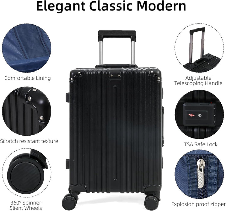 Aluminum Frame Carry-On Luggage with TSA Lock and Quiet Wheels