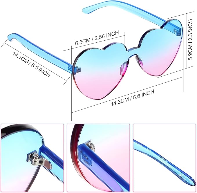 Trendige Herz-Sonnenbrille ohne Rahmen in Transparent-Optik - HerzBlitz