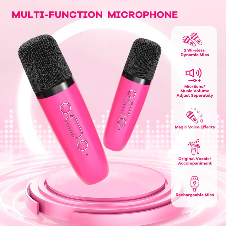 Portable Mini Karaoke Machine with Bluetooth Speaker and 2 Wireless Microphones – Veylo