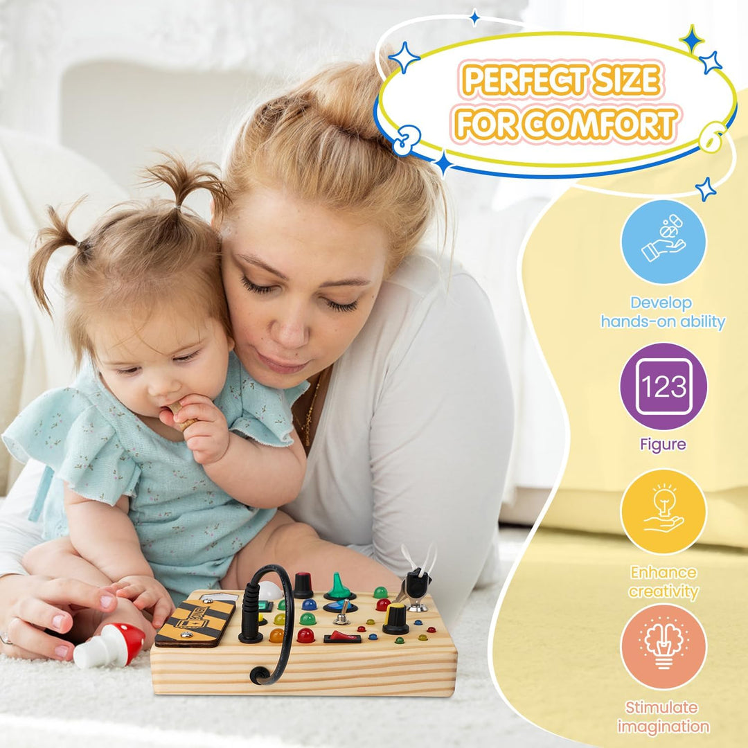 Montessori-oppdagelsestavle for småbarn med LED-belysning – SparkleSense