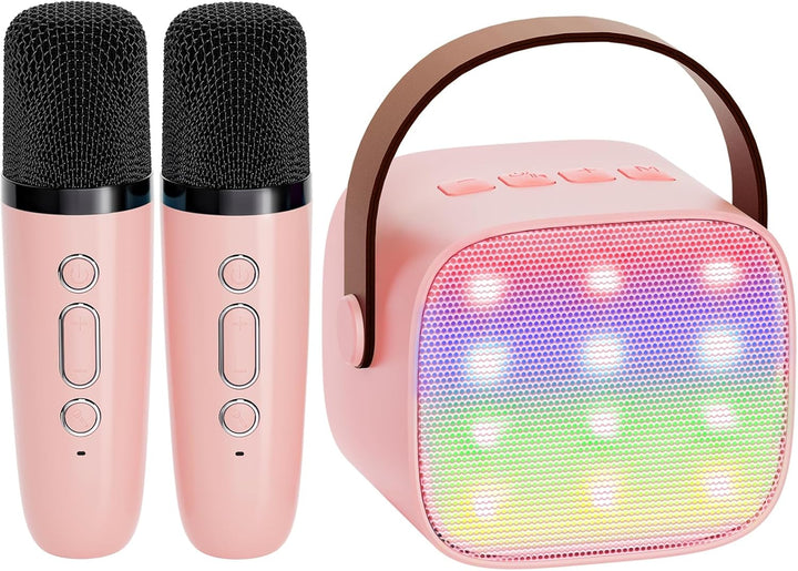 Portable Mini Karaoke Machine with Bluetooth Speaker and 2 Wireless Microphones – Veylo