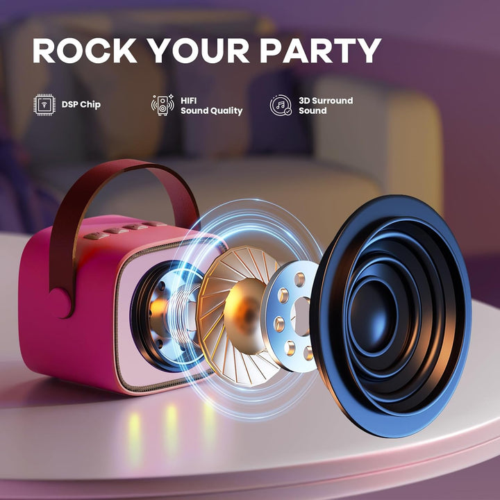 Portable Mini Karaoke Machine with Bluetooth Speaker and 2 Wireless Microphones – Veylo