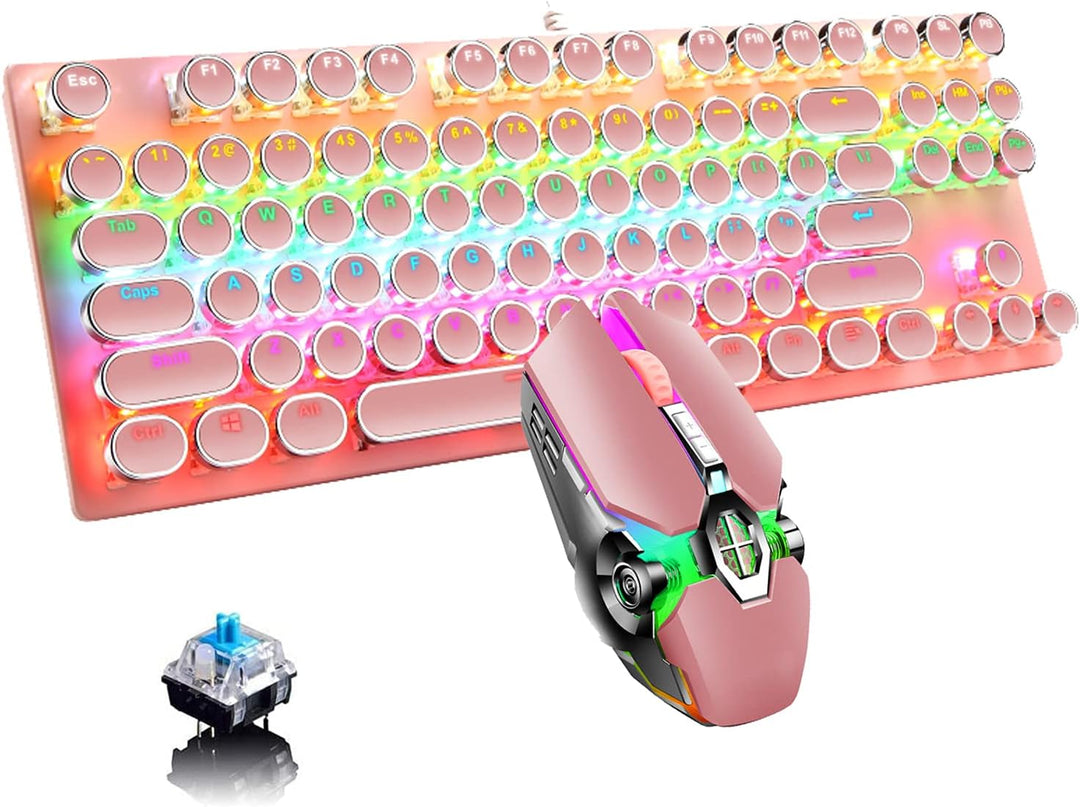 Teclado mecánico para juegos de 87 teclas con retroiluminación RGB y interruptores azules