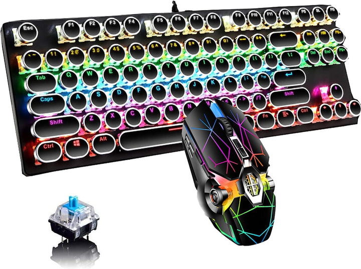 Teclado mecánico para juegos de 87 teclas con retroiluminación RGB y interruptores azules