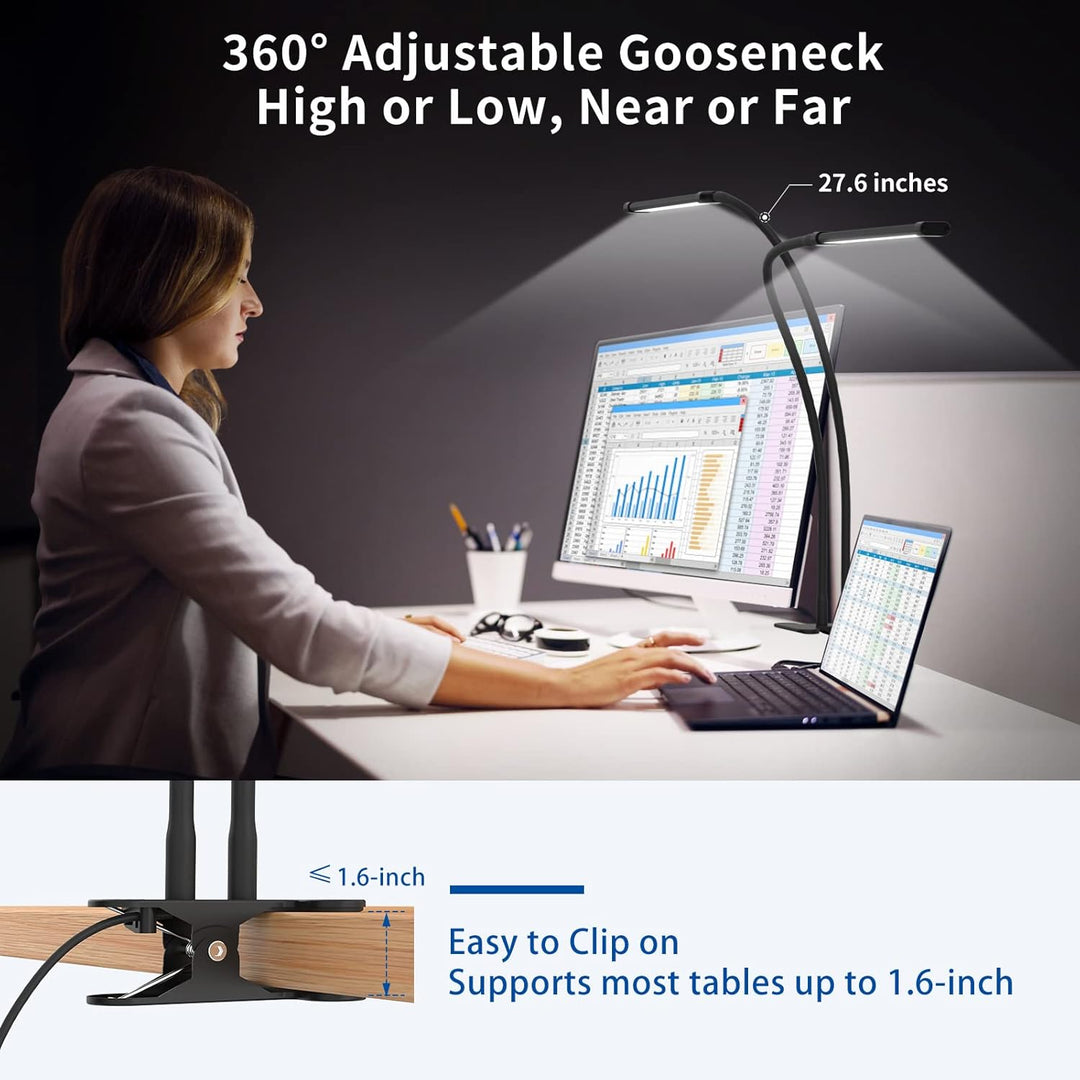 LED desk clamp lamp with 70 cm flexible gooseneck – Ravien