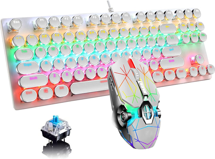 Teclado mecánico para juegos de 87 teclas con retroiluminación RGB y interruptores azules