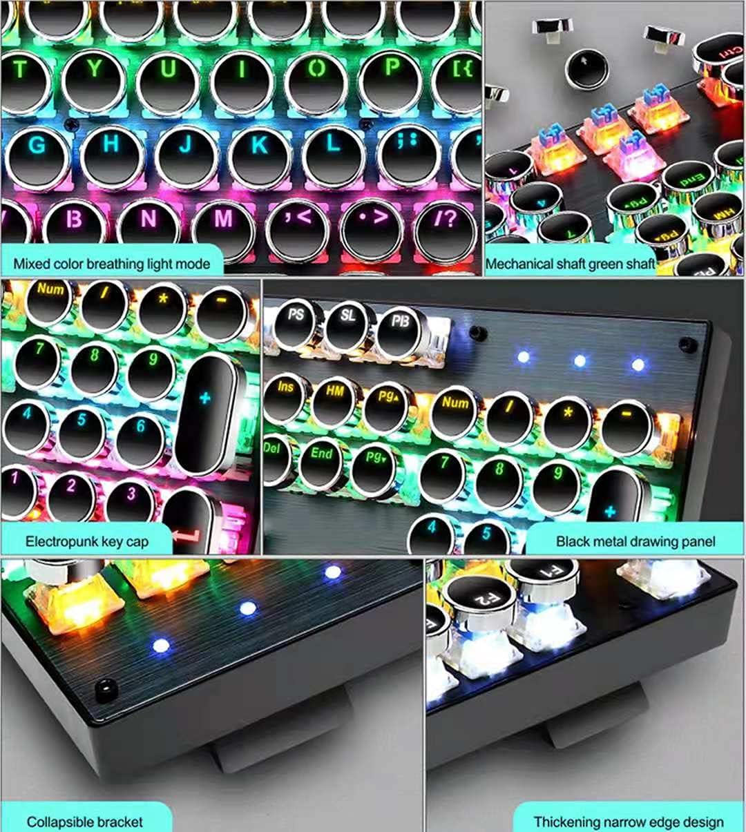 Teclado mecánico para juegos de 87 teclas con retroiluminación RGB y interruptores azules