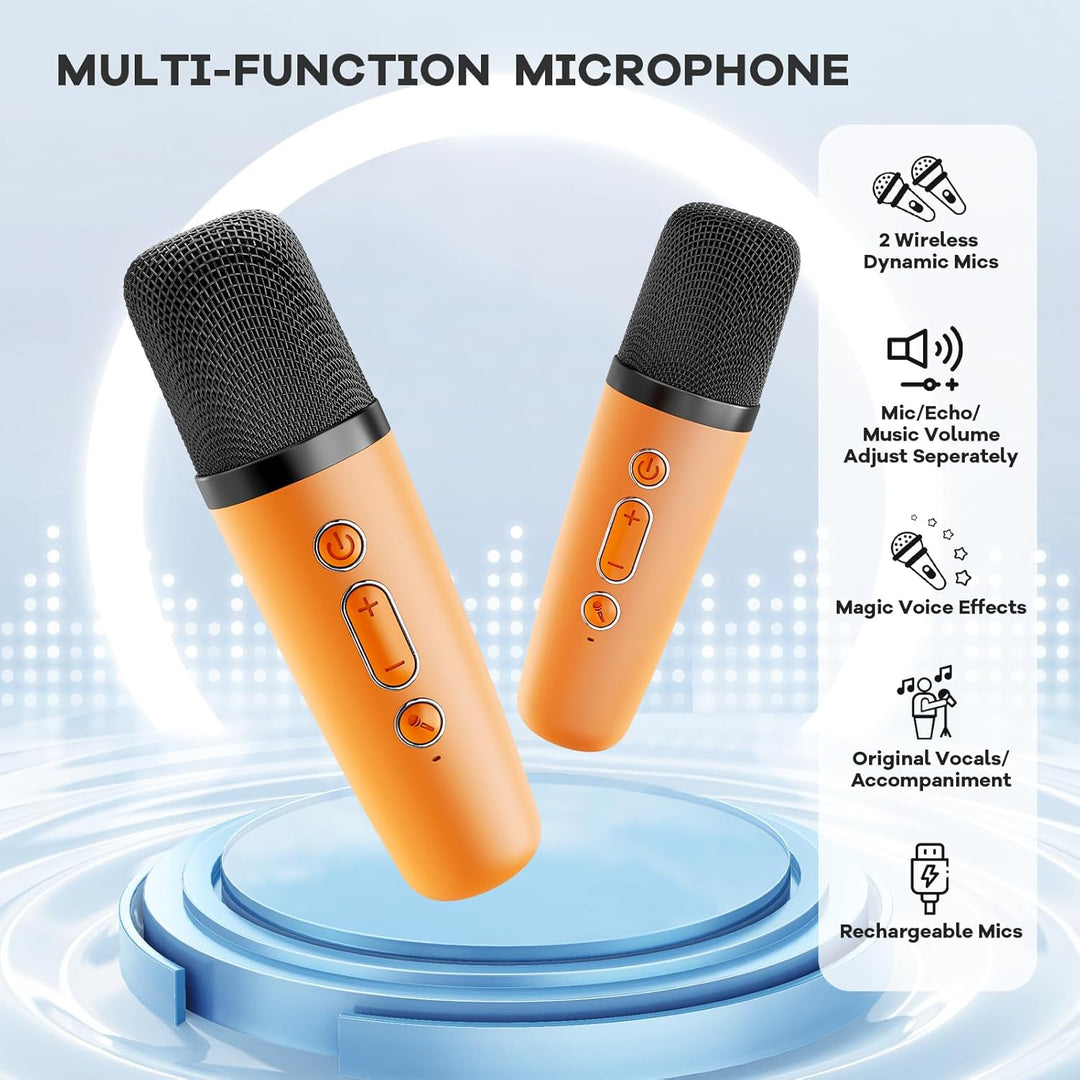Portable Mini Karaoke Machine with Bluetooth Speaker and 2 Wireless Microphones – Veylo