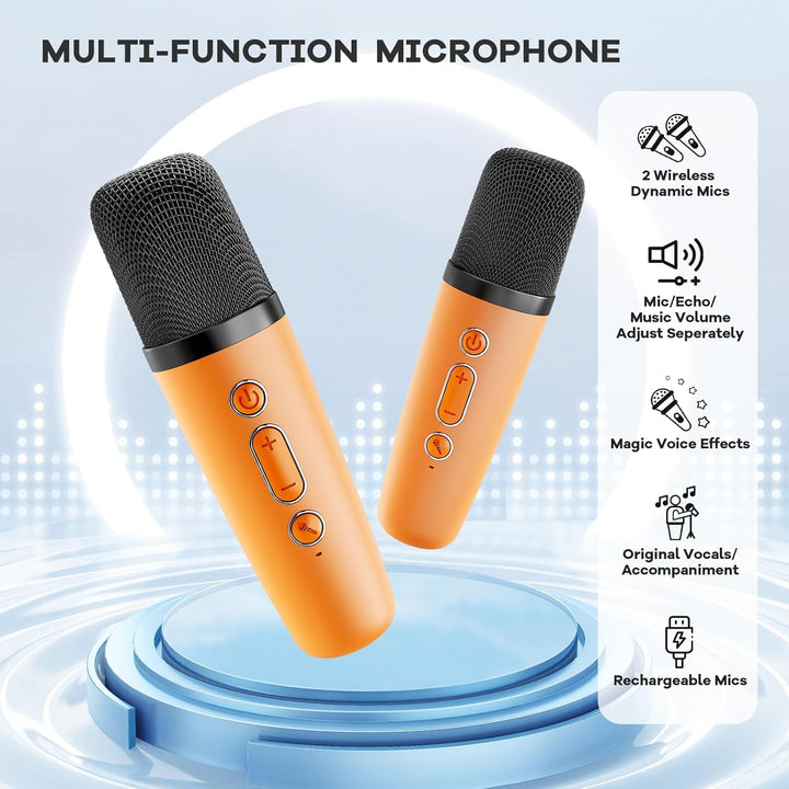 Portable Mini Karaoke Machine with Bluetooth Speaker and 2 Wireless Microphones – Veylo