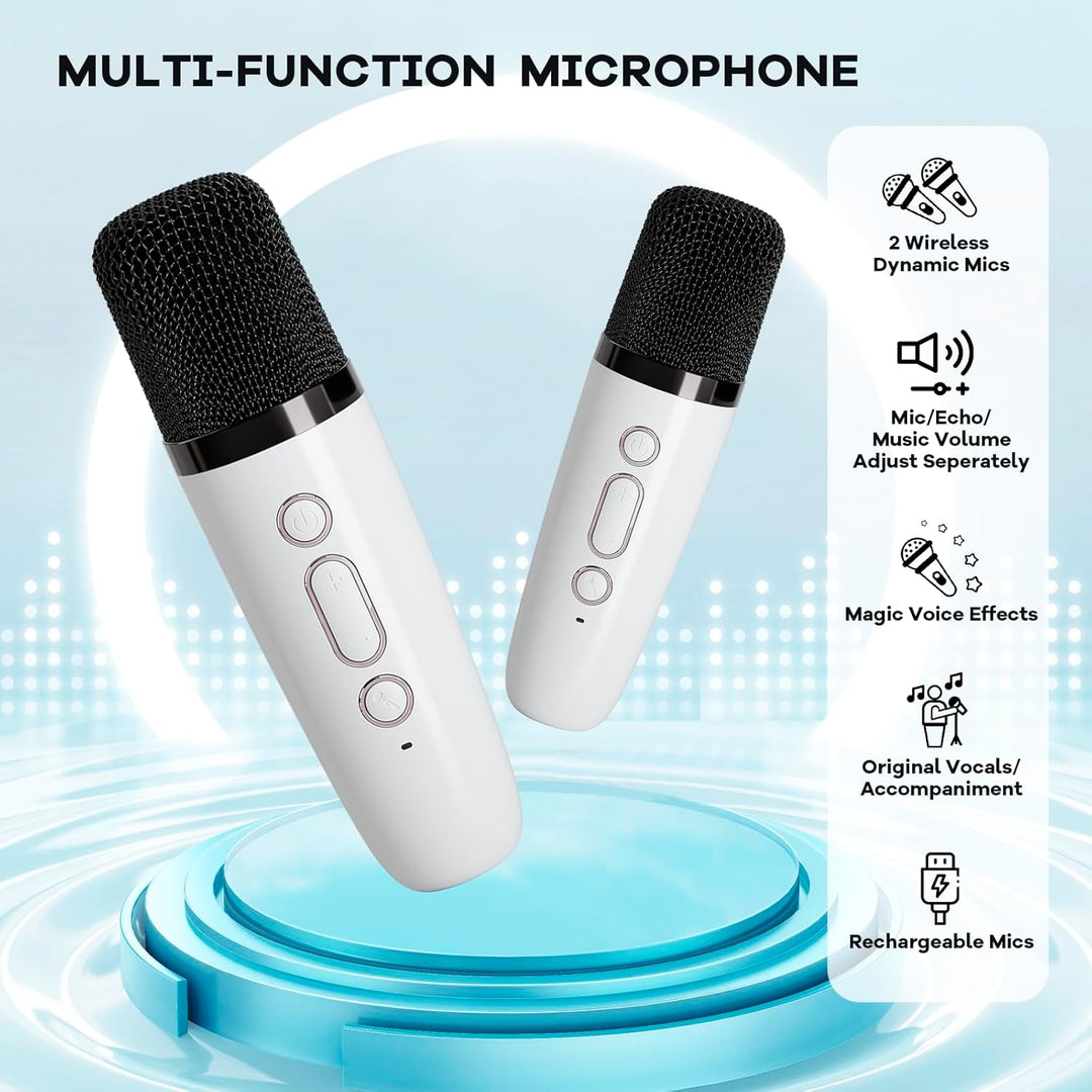 Portable Mini Karaoke Machine with Bluetooth Speaker and 2 Wireless Microphones – Veylo