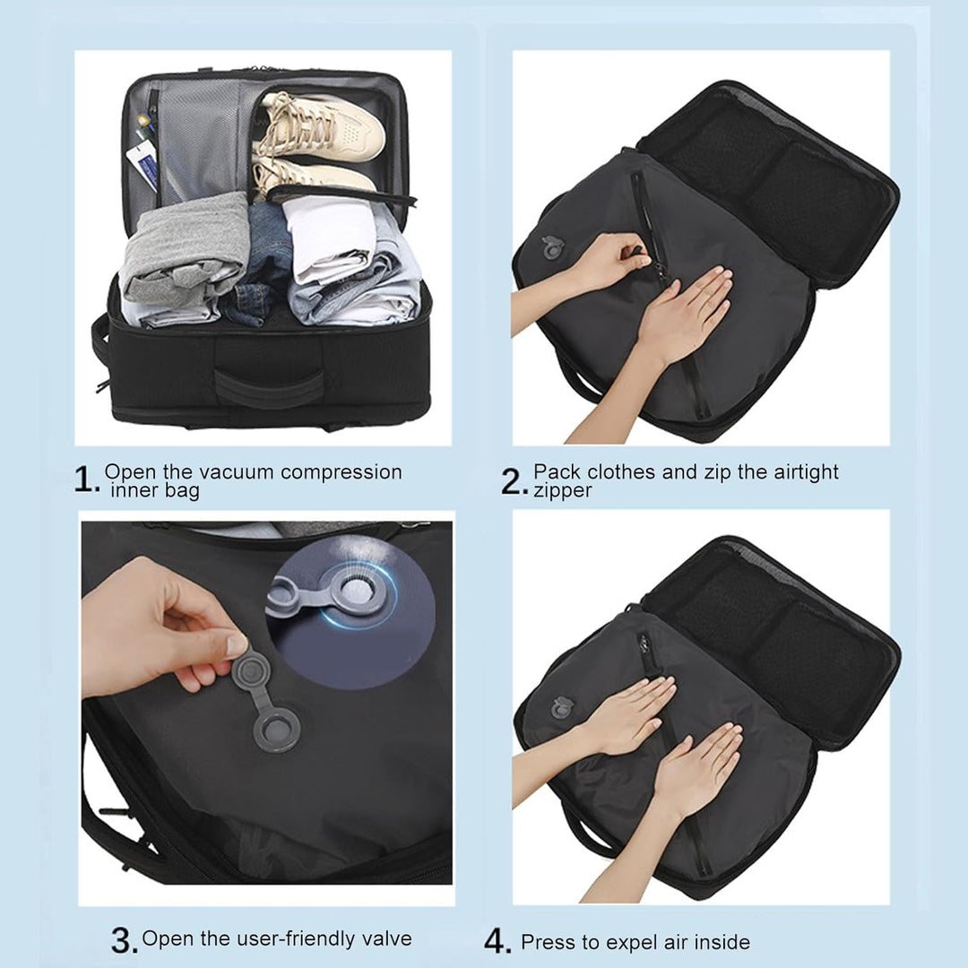 Utvidbar vakuum-reiserucksack 56–75L med pumpe – Dravion