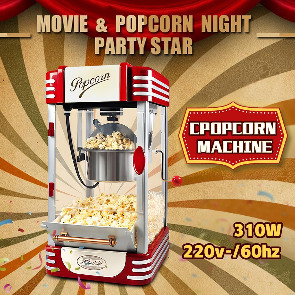 Retro rojo máquina eléctrica de palomitas de maíz de mesa con temporizador – Calvano