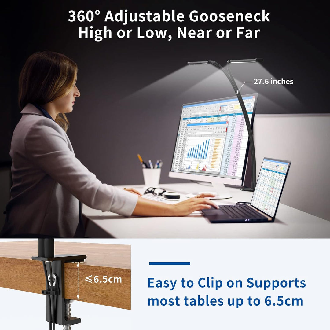 LED desk clamp lamp with 70 cm flexible gooseneck – Ravien