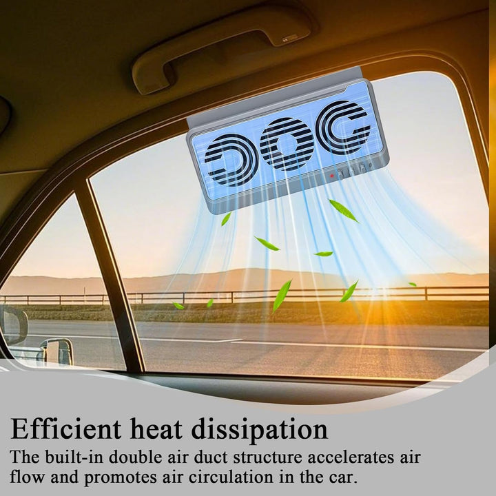 Solar Car Window Fan – Dual Duct Ventilation Exhaust & Cooling Accessory – Aurovent