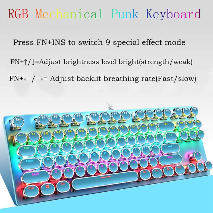 Teclado mecánico para juegos de 87 teclas con retroiluminación RGB y interruptores azules