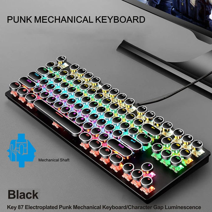 Teclado mecánico para juegos de 87 teclas con retroiluminación RGB y interruptores azules