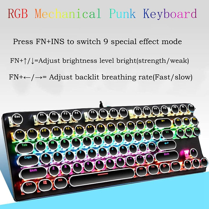 Teclado mecánico para juegos de 87 teclas con retroiluminación RGB y interruptores azules