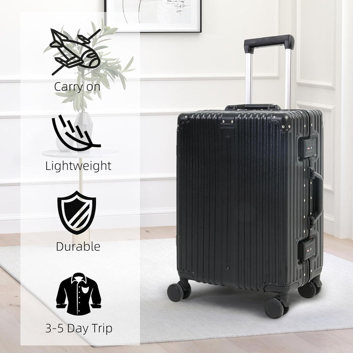 Aluminum Frame Carry-On Luggage with TSA Lock and Quiet Wheels
