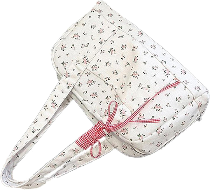 Bow Duffle Bag – Large Canvas Weekend Bag with Ribbon Accent – Floria