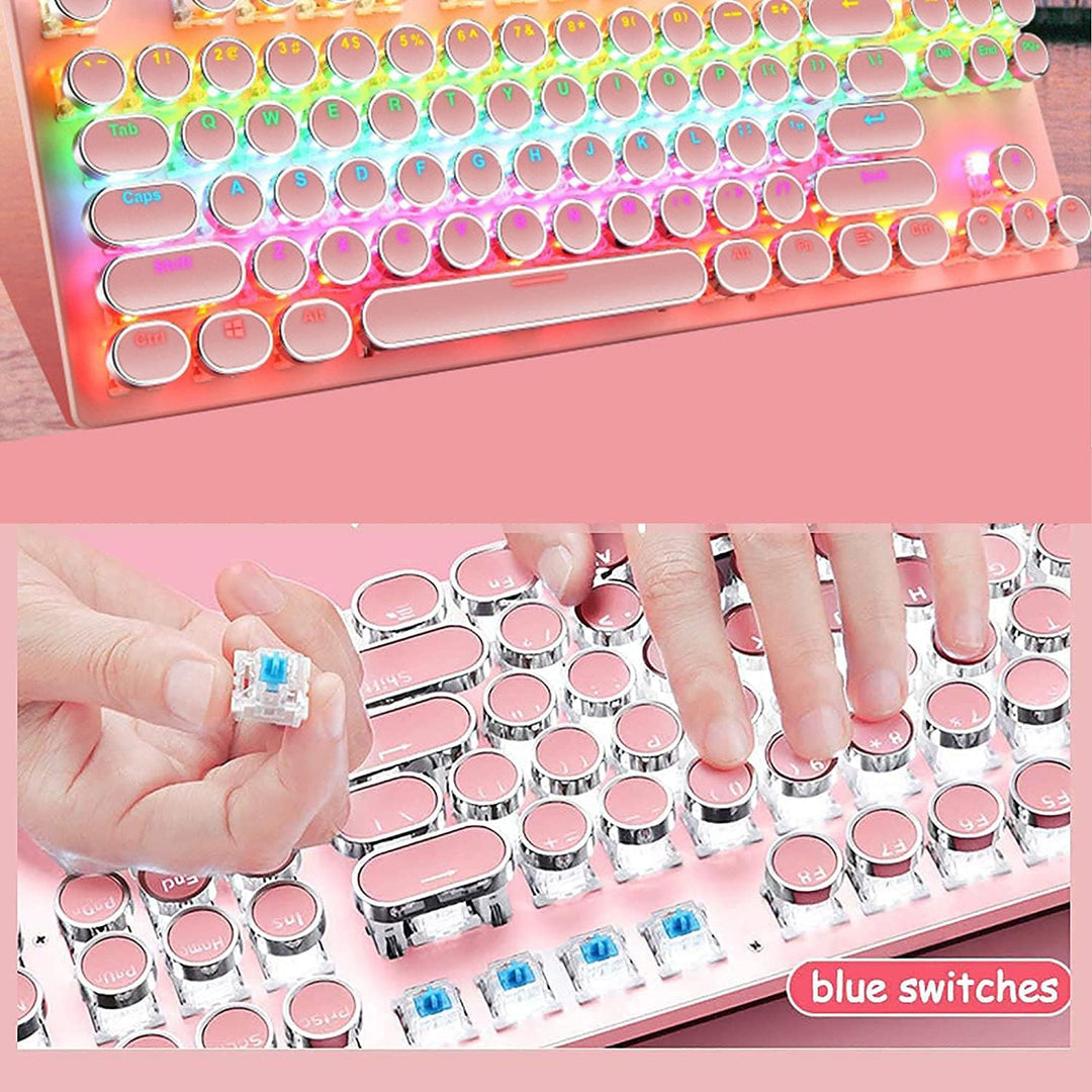 Teclado mecánico para juegos de 87 teclas con retroiluminación RGB y interruptores azules