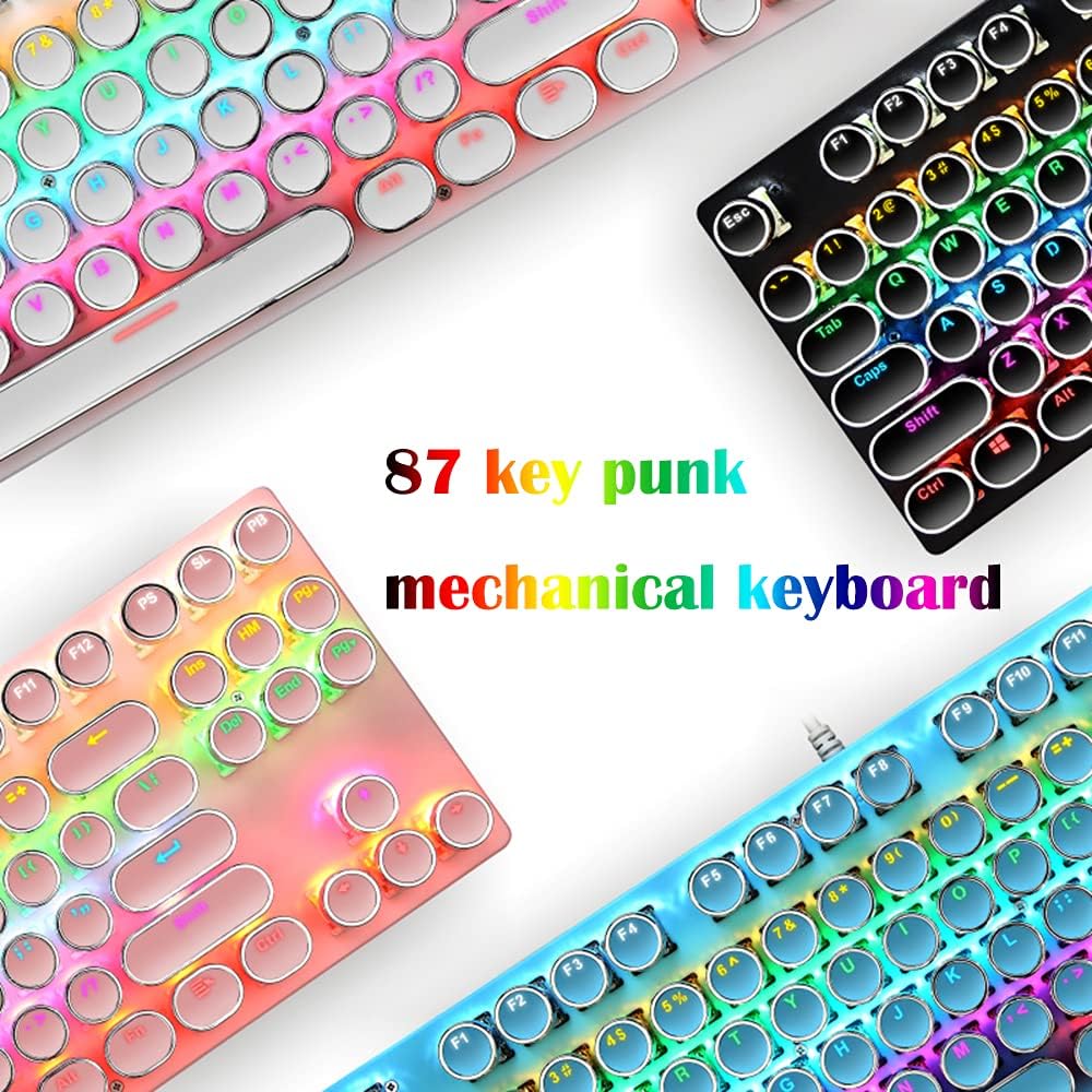 Teclado mecánico para juegos de 87 teclas con retroiluminación RGB y interruptores azules