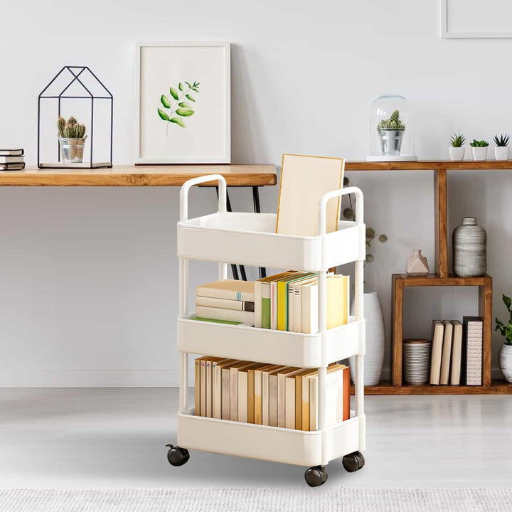 Rolling serving cart with wheels and handle – Veyora