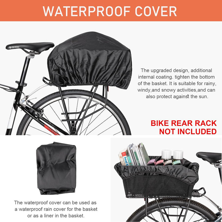 Large Rear Bicycle Basket with Cargo Net & Waterproof Cover – Orvian
