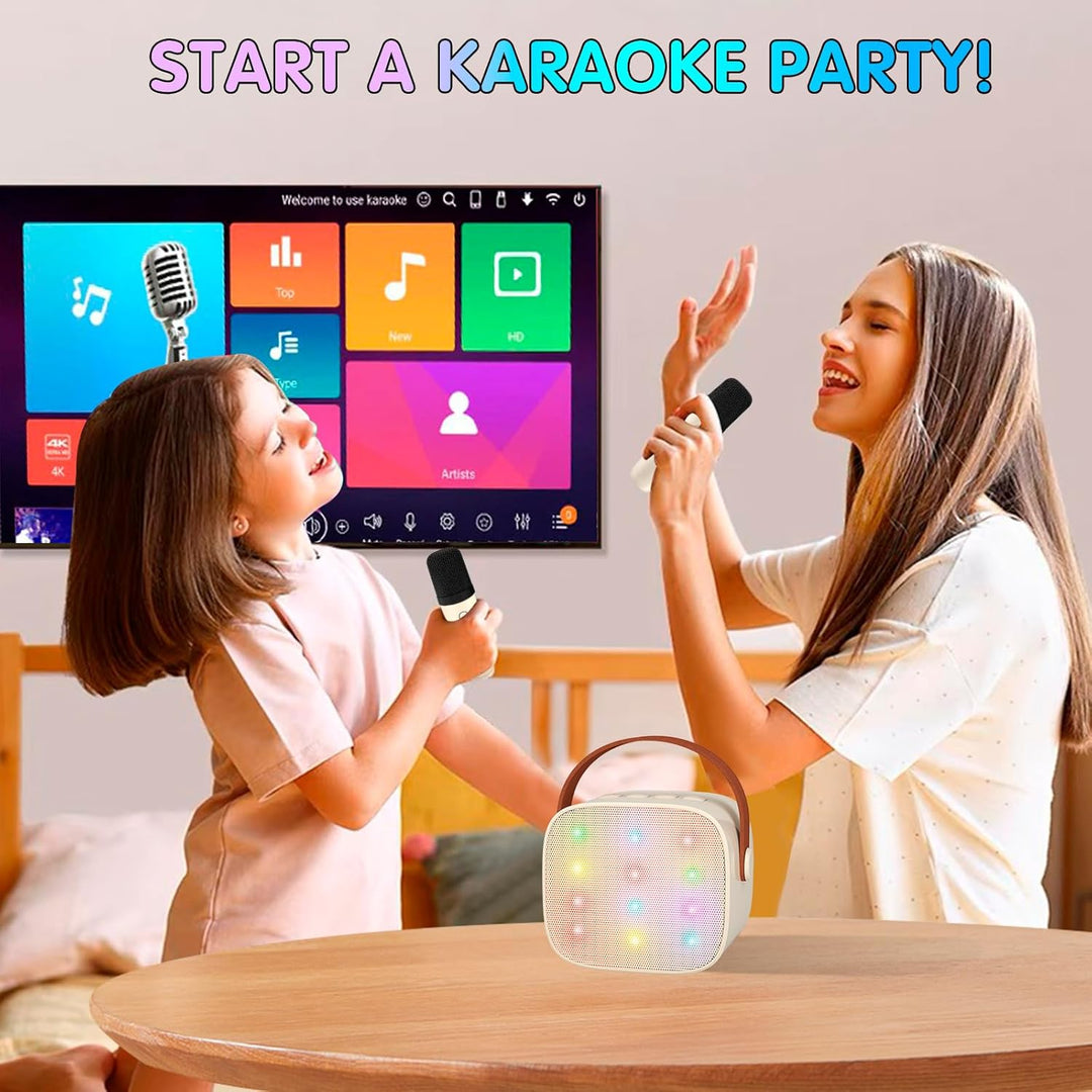 Portable Mini Karaoke Machine with Bluetooth Speaker and 2 Wireless Microphones – Veylo