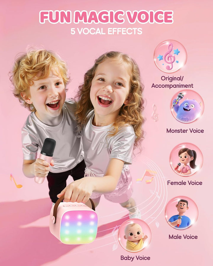 Portable Mini Karaoke Machine with Bluetooth Speaker and 2 Wireless Microphones – Veylo